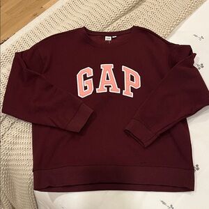 GAP Burgundy Sweatshirt with Pink Logo